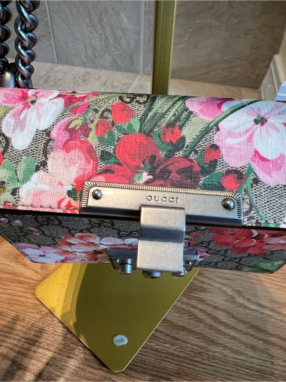 BEAUTIFUL BAG EXCELLENT CONDITION  GUCCI GG Blooms Padlock Small Shoulder Bag - Picture 10 of 12
